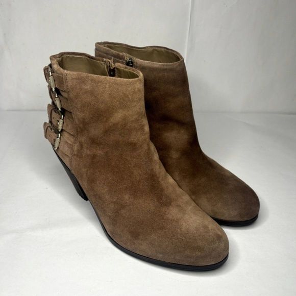 Sam Edelman Women's Lucca Suede Ankle Booties in Tan Beige - Picture 5 of 11